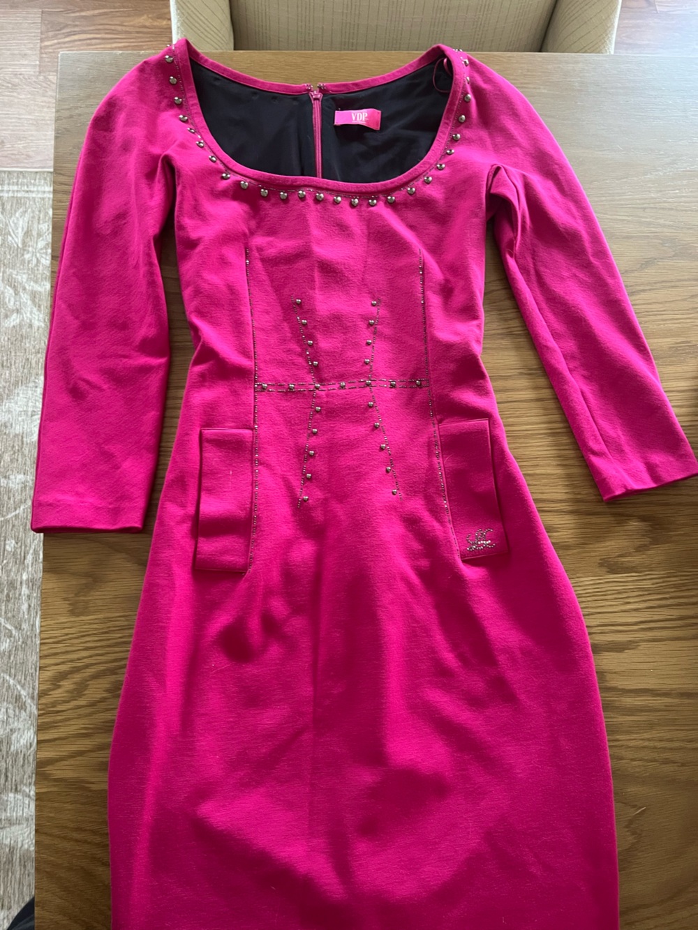 Hot Pink midi y2k mob wives Via Delle Perle dress